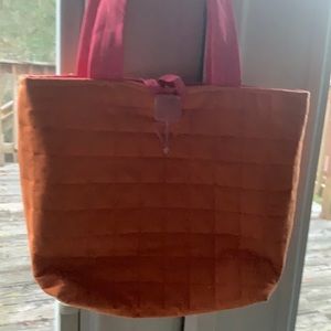 Orange and pink quilted purse